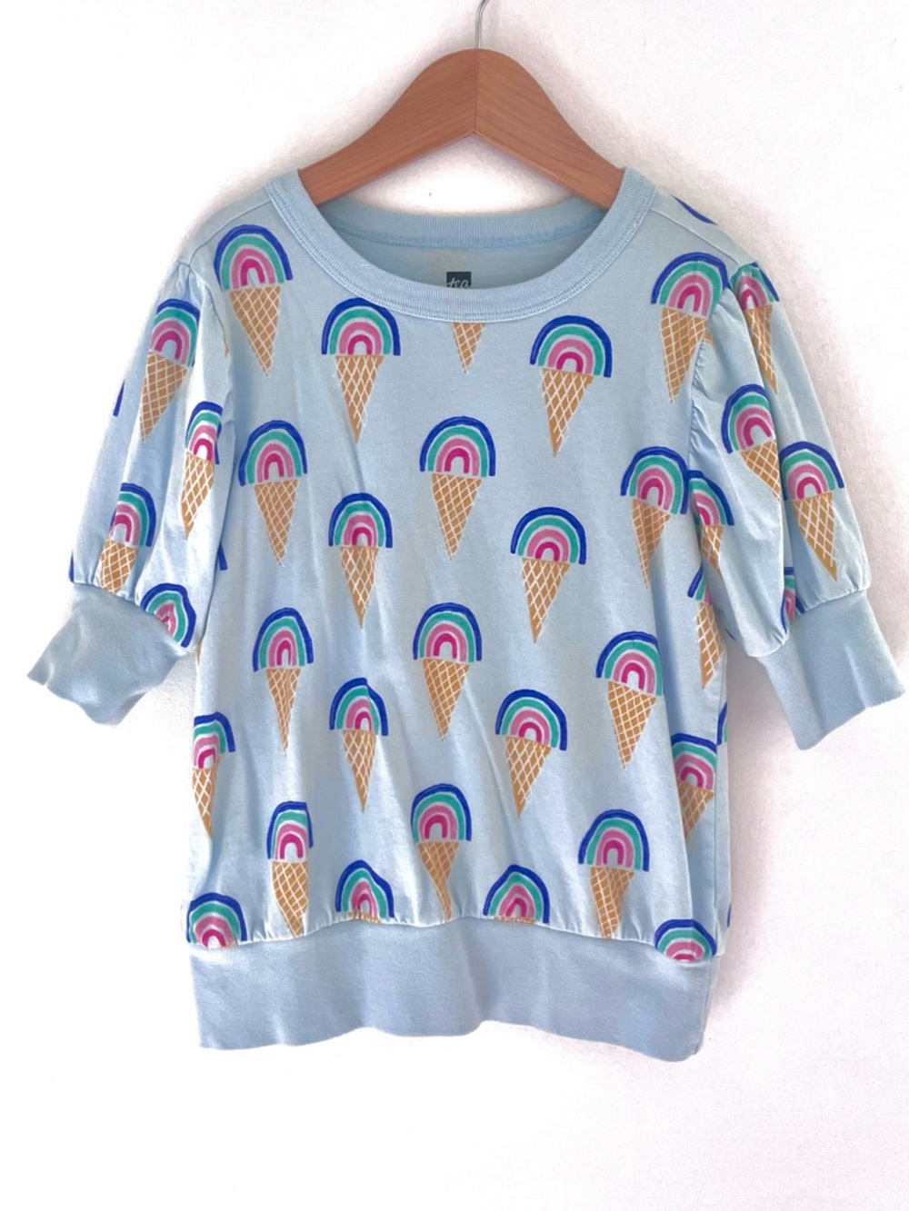 Tea Collection Rainbow Ice Cream Cone Lightweight Sweatshirt, Like New - Picture 2 of 10